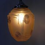 Art Deco Hanglamp Met Roze Glazen Kap thumbnail 13