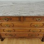 Vintage Frans Dressoir Commode, Ladekast Badkamermeubel Met Marmer Blad 405 thumbnail 14