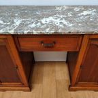 Vintage Antiek Bureau Buro Sidetable Kaptafel Marmer Blad thumbnail 13