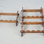 Vintage Brutalist Eiken Hout Wijnrek Japandi 1960 Modulair thumbnail 7