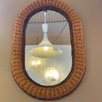 Ovale Rotan / Rieten Spiegel, 1970'S thumbnail 8