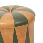 Ronde Vintage Poef Groen Bruin Tweekleurig Skai Sixties thumbnail 9