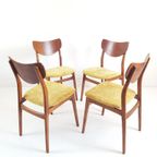 4 Deense Stoelen Teak Fineer Okergeel | Dining Chairs Teak thumbnail 2