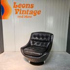 Vintage Draaifauteuil Egg Chair Leer thumbnail 8