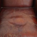 Vintage Karaktervolle Fauteuil Gemaakt Van Schapenleer Met Een Prachtige Warme Kleurstelling thumbnail 7