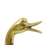 Grote Messing Eend Sculptuur Beeld Seventies 34Cm thumbnail 2