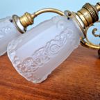 Paar Art Deco Schansen In Brons En Gesatineerd Glas, 1920 thumbnail 10
