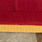 Rieten Bank Vintage Design Rood Bordeaux Rode Stof Opvouwbaar Bedbank thumbnail 4