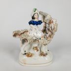 Victorian - Prince Of Wales - Goat - Porselein - Staffordshire - Polychroom - 19E Eeuw thumbnail 2