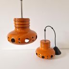 * 2 Herda Hanglampen Oranje Keramieke Hanglamp Oranje Lamp thumbnail 2