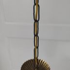 Vintage Hanglamp Glas Metaal Goudkleurig Zwart Jaren 60 thumbnail 7