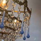 Murano Teardrop Hanglamp Opaline Blauw Vintage thumbnail 7