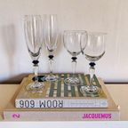 6X Wijnglas Donkerblauw Bolletje Vintage thumbnail 5