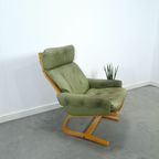 Groen Leren Fauteuil Met Houten Frame thumbnail 12