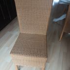 Ronde Massief Houten Eettafel Wit + 4 Rieten Stoelen Origineel Loom Furniture thumbnail 5