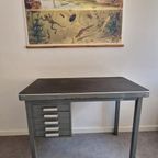 Vintage Metalen Bureau Gispen Stijl Vintage Bureautje thumbnail 13