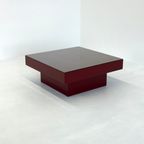 Mid Century Rode Italiaanse Salontafel Met Glazen Blad thumbnail 5