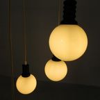Cascade Hanglamp Met 5 Witte Glazen Bollen, Jaren 70 thumbnail 3