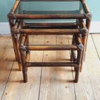 Vintage Bamboe Nesting Tables Rookglas thumbnail 3