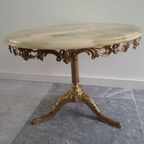 Vintage Messing Coffee Table With Marble Top thumbnail 3