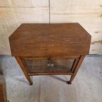 Antiek Theekastje Met Geslepen Glas Vintage Vitrinekast thumbnail 12
