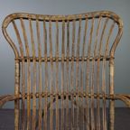 Gepatineerde Rotan Belse 8 Fauteuil Met Hoge Rug, Dutch Design, 1950 thumbnail 10