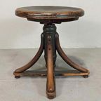 Antieke Bentwood Swivel Pianokruk Krukje thumbnail 4