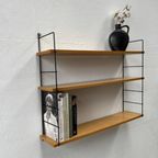 Vintage Wandrek Zwart Draadstaal, Licht Hout 3 Planken thumbnail 5