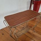 Vintage Jaren 50 Messing En Teak Tafeltje Magazine Rack thumbnail 4