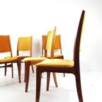 6 Deense Stoelen Palissander Hout En Okergele Velourse Stof thumbnail 11