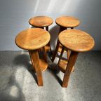 4x Vintage Barkruk Eik Brutalisme - Meubelfabriek Oisterwijk thumbnail 6