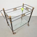 Vintage Regency Messing Metaal Bar Cart Drank Trolley Goud thumbnail 6