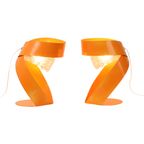 Abstracte Oranje Tafellampen Set Van 2 Gevormd Metaal Sixties thumbnail 3
