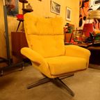 * Vintage Draaifauteuil Herbekleed Deense Fauteuil Draaistoel thumbnail 5