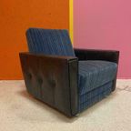 Vintage Fauteuil Blauw Met Zwart thumbnail 3