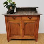 Vintage Frans Dressoir Commode, Ladekast Badkamermeubel Met Marmer Blad 211 thumbnail 2