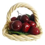 Vintage Bassano Fruitmandje Kersen Keramiek 1970’s thumbnail 2