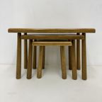 Set Of Nesting Tables Solid Oak Wood Brutalist , 1970S thumbnail 7