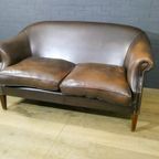 Vintage Leather 2-Seater Sofa In Dark Brown thumbnail 5