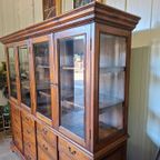 Antieke Klassieke Engelse Vitrinekast, Ladekast, Winkelkast, Apothekerskast Afm. 213x52 En 192cm Hoog. thumbnail 6