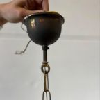 Vintage Rockabilly Luster / Hanglamp Met Hout / Opaline thumbnail 7
