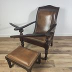 Antieke Kasteel Fauteuil/Chipperchair Inclusief Kruk thumbnail 3