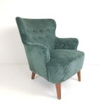 Artifort Fauteuil Groen | Zeegroene Ribstof Theo Ruth Zetel thumbnail 2