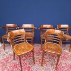 4 Vintage Brocante Wheelchair Stoelen, Houten Stoeltjes thumbnail 21