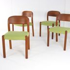 Set 4 Deense Massief Teak Vintage Eetkamerstoelen 'harte Skov' Vintage New Upholstery thumbnail 10