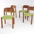 Set 4 Deense Massief Teak Vintage Eetkamerstoelen 'Harte Skov' Vintage New Upholstery thumbnail 13