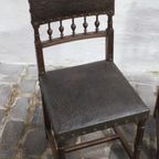 Set Of 3 Renaissance Chairs In Oak And Embossed Leather, 19Th Century, Belgium Prijs/Set thumbnail 4