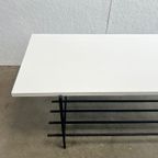 Vintage Salontafel, Wit Houten Blad Op Zwart Stalen Frame. 1970’s thumbnail 12