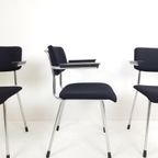 3 Gispen 1235 Stoelen Nieuw Gestoffeerd Zwarte Ploegstof Wol thumbnail 5