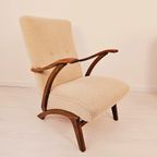 Vintage Boucle Fauteuil, 1960S Teak Houten Loungechair thumbnail 2